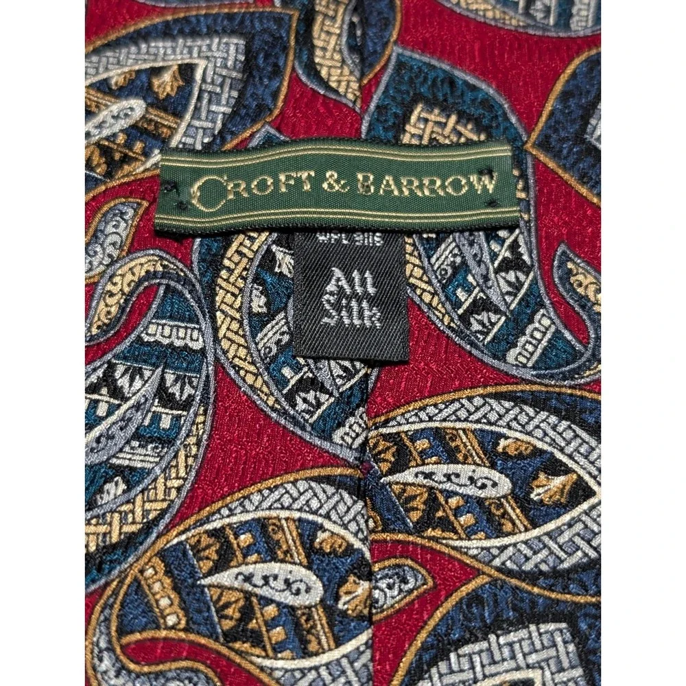 Croft & Barrow Neckties Lot of 5 Mens OS Multicolored Paisley‎ Striped Silk